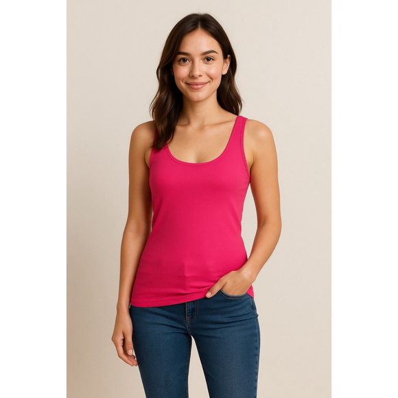 No Boundaries Tank Top Hot Pink Basic Stretchy S (3–5) - Picture 1 of 8